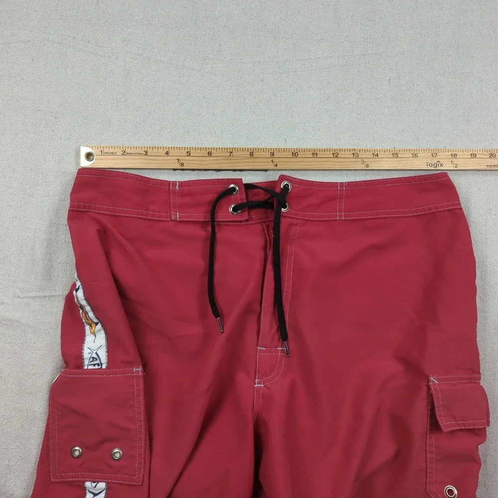 AFTCO Shorts Mens 34 Red Fishing Performance Outdoor Stretch Cargo